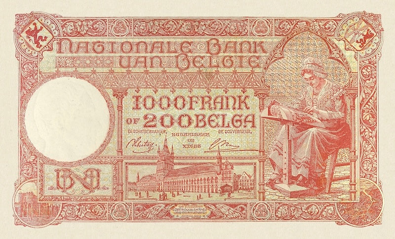 “Belgium Banque Nationale de Belgique 200 Belgas replica P.115 banknote”