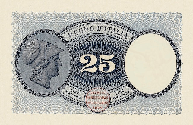 Italy, Biglietto Di Stato, 5, 10 & 25 Lire, 1882 - 1923, P.18 - P.24, Complete Set REPLICA My Store