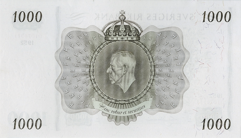 “Vintage Sveriges Riksbank 1000 Kronor reproduction”