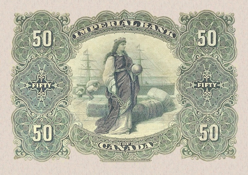 “Queen Alexandra portrait on Dominion of Canada 50 Dollar replica note, 1907”