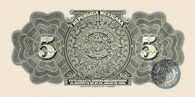 Mexico, Constitutional Government, 5 - 100 Pesos, 1915, P.S685 - P.S689, Complete Set REPLICA My Store