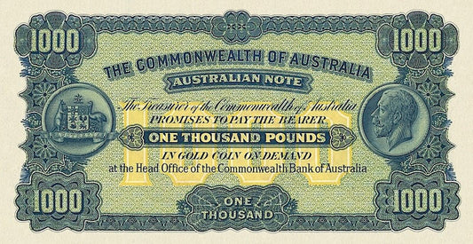 Australia, Commonwealth Treasury Unissued, 50, 100 & 1000 Pounds, 1924, P.NL, REPLICA My Store