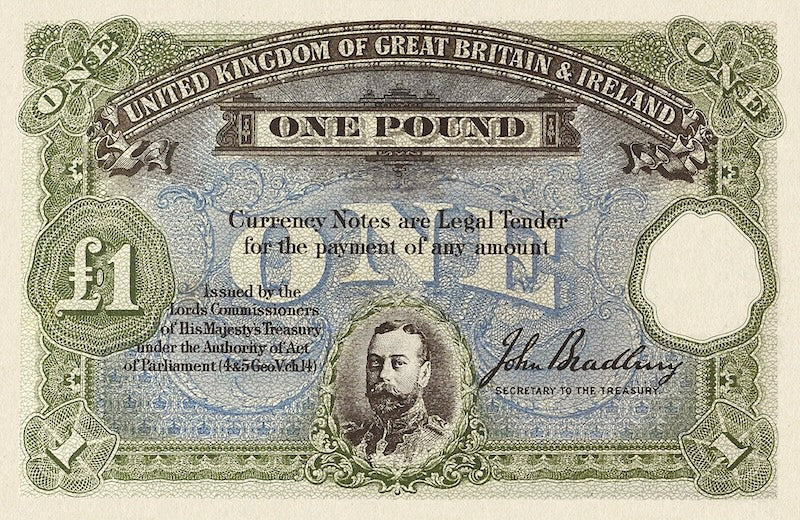 United Kingdom Treasury Note £1, King George V, Unissued 1914 banknote”