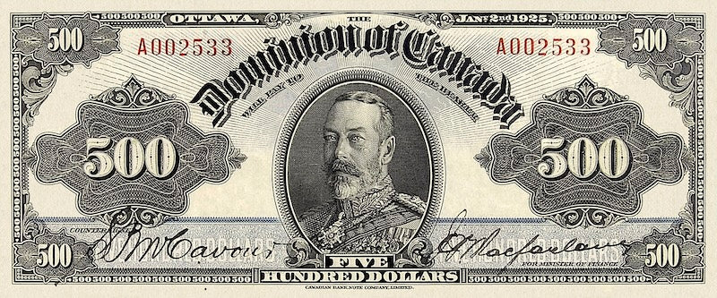 Dominion of Canada, 1 - 1000 Dollars, 1923 - 1925, P.33 - P.37, Complete Set REPLICA My Store