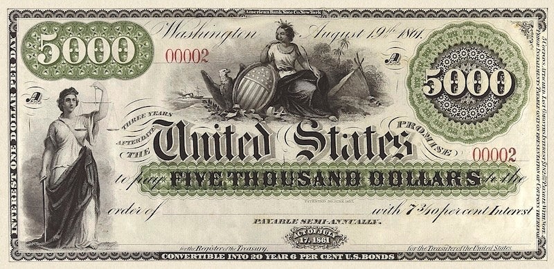 United States, Interest Bearing Notes 500, 1000 & 5000 Dollars, 1861, Fr.209 - Fr.211, REPLICA My Store
