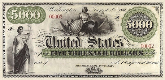 United States, Interest Bearing Notes 500, 1000 & 5000 Dollars, 1861, Fr.209 - Fr.211, REPLICA My Store