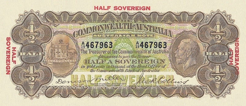 Australia, George V Issues, 1/2 Sovereign, 1 & 5 Pounds, 1923 - 1927, P.10 - P.13, Complete Set REPLICA My Store