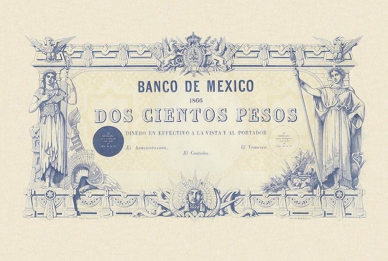 Mexico, Empire Maximilian, Banco de Mexico, 10 - 200 Pesos, 1866, P.7 - P.10, Complete Set REPLICA My Store