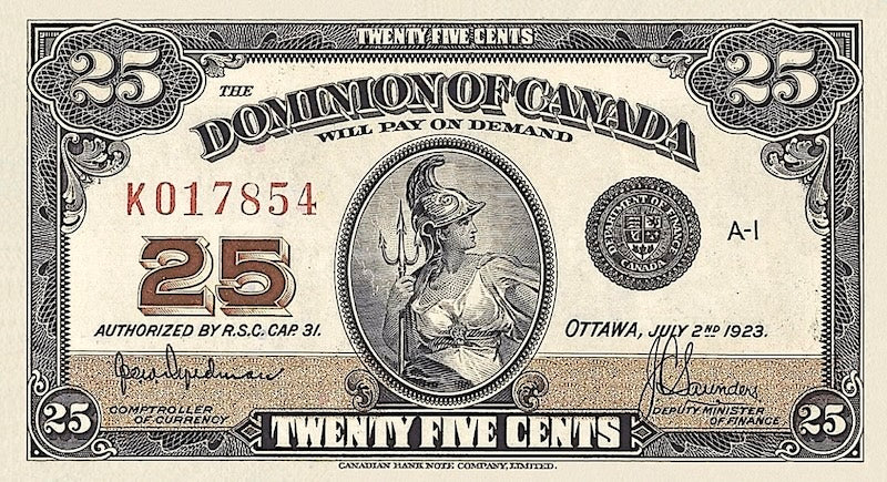 Dominion of Canada, 25 Cents, Shinplaster Issues, 1870 - 1923, P.8 - P.11, Complete Set REPLICA My Store