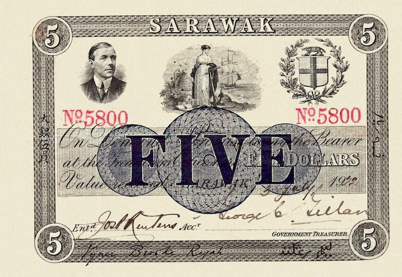 Sarawak Rajah Brooke 1918–1922 1 to 10 Dollars replica banknotes