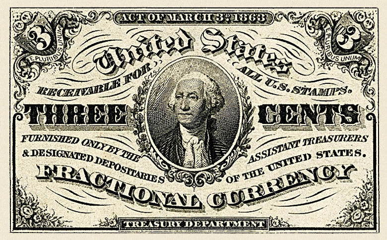 United States, Fractional Third Issue, 3 - 50 Cents, 1863, P.105 - P.114, Complete Set REPLICA My Store