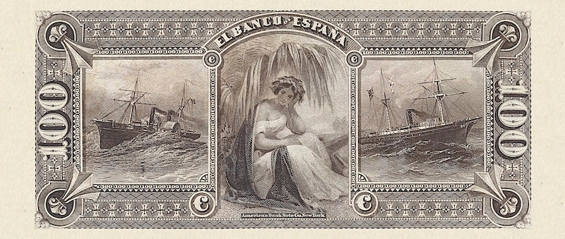 Spain, Banco de España, Lope de Vega Issues 100, 100 & 1000 Pesetas, 1876, P.11 - P.13, Complete Set REPLICA My Store