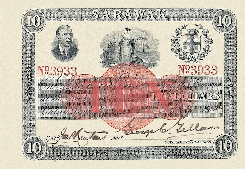 Sarawak Rajah Brooke 1918–1922 1 to 10 Dollars replica banknotes