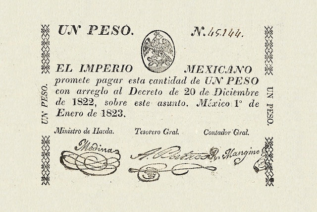 Mexico, Imperio Mexicano,  1, 2 & 10 Pesos, 1823, P.1 - P.3, Complete Set REPLICA My Store