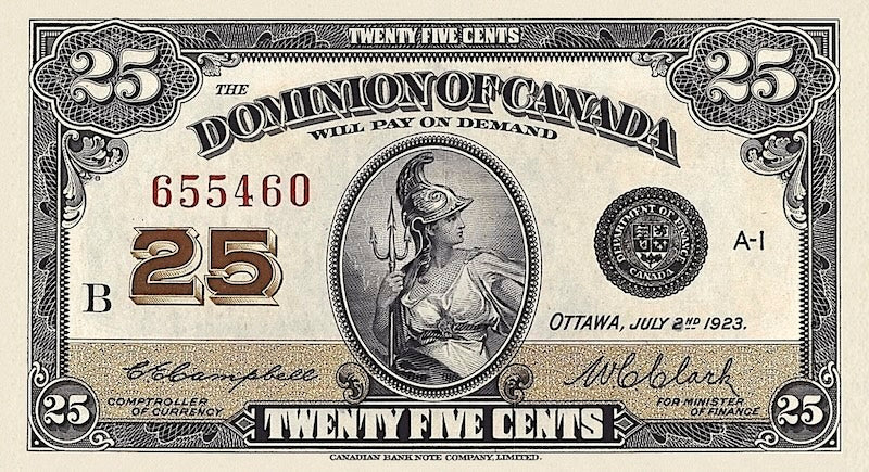 Dominion of Canada, 25 Cents, Shinplaster Issues, 1870 - 1923, P.8 - P.11, Complete Set REPLICA My Store