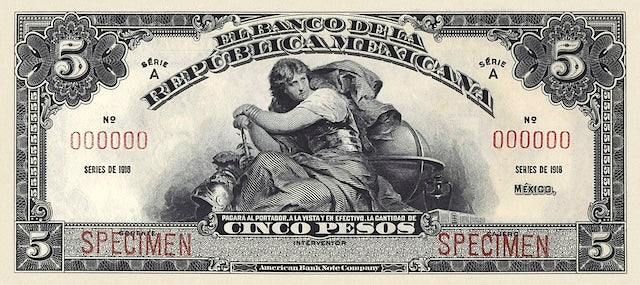Mexico, Banco de la Republica Mexicana,  5 - 100 Pesos, 1918, P.11 - P.15, Complete Set REPLICA My Store