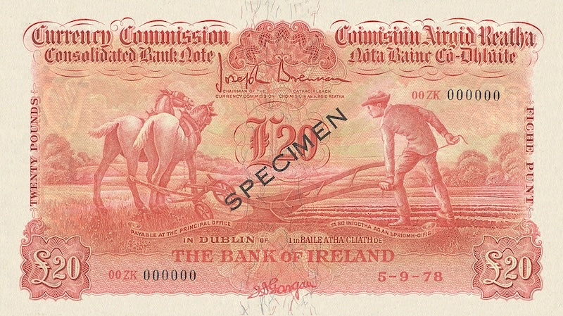Ireland, Ploughman Issues, 1 - 100 Pounds, 1929, Complete Set, P.8 - P.13 REPLICA My Store