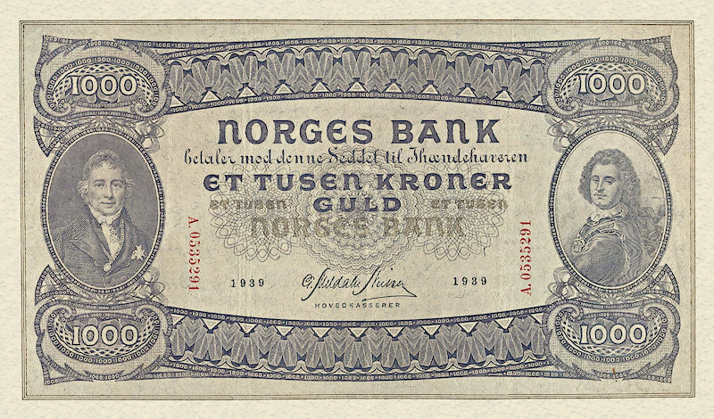Norway, Norges Bank, Christie Issue 5 - 1000 Kroner, 1901 - 1945, P.7 - P.12 REPLICA My Store