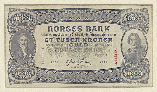Norway, Norges Bank, Christie Issue 5 - 1000 Kroner, 1901 - 1945, P.7 - P.12 REPLICA My Store