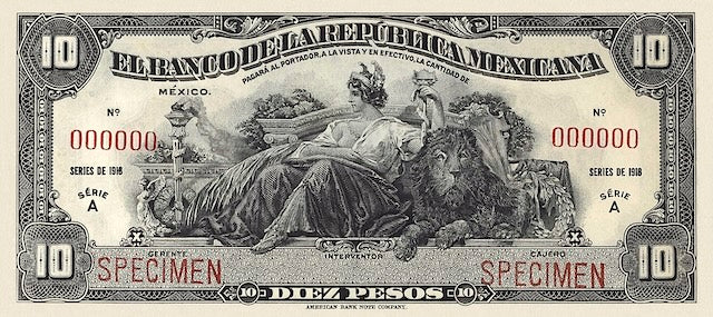 Mexico, Banco de la Republica Mexicana,  5 - 100 Pesos, 1918, P.11 - P.15, Complete Set REPLICA My Store