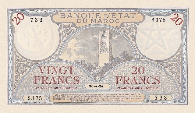 Morocco, Banque D'Etat Du Maroc, 5 - 1000 Francs, 1919 - 1950, P.9 - P.16, Complete Set REPLICA My Store