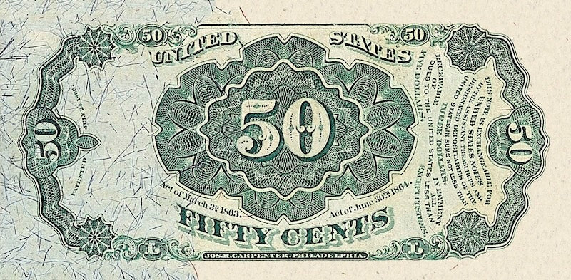 United States, Fractional Fifth Issue, 10, 25 & 50 Cents, 1874, P.122 - P.124, Complete Set REPLICA My Store