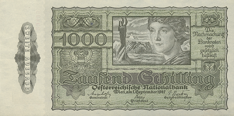 Austria, National Bank, 1000 Schilling, 1947, P.125 REPLICA My Store