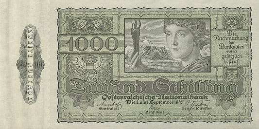 Austria, National Bank, 1000 Schilling, 1947, P.125 REPLICA My Store