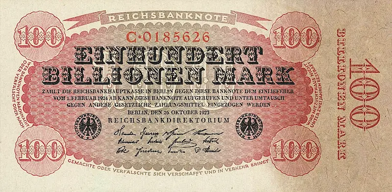 Germany, Reichsbanknote Ninth Issue, 100 Billionen Mark, 1923, P.128 REPLICA My Store