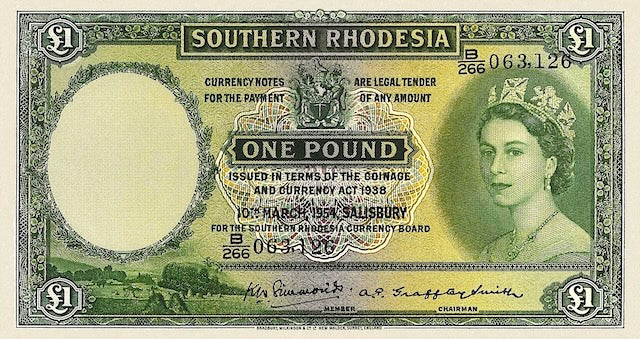 Southern Rhodesia 1952 10 Shillings replica note