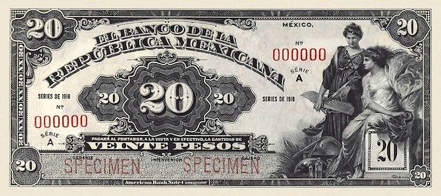 Mexico, Banco de la Republica Mexicana,  5 - 100 Pesos, 1918, P.11 - P.15, Complete Set REPLICA My Store