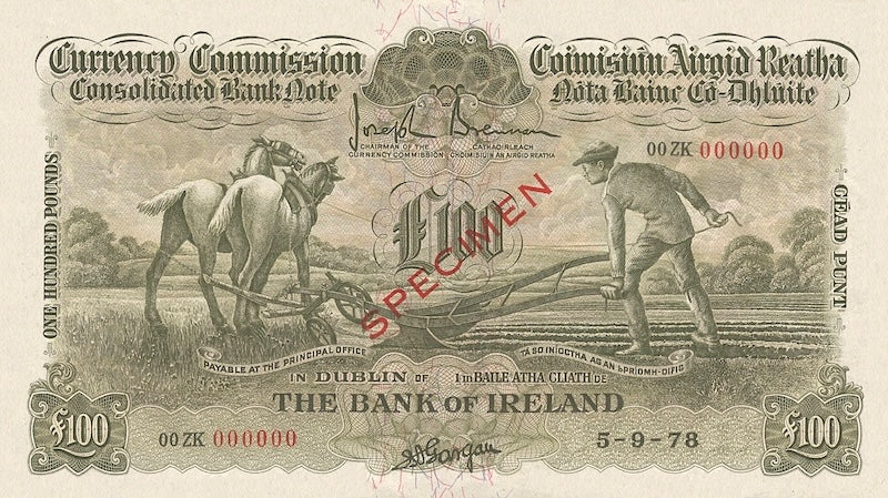 Ireland, Ploughman Issues, 1 - 100 Pounds, 1929, Complete Set, P.8 - P.13 REPLICA My Store