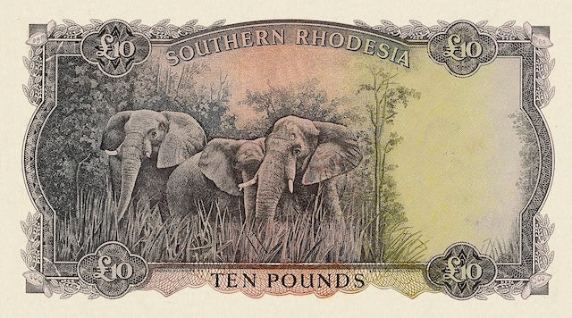Southern Rhodesia 1952 5 Pounds replica banknote Queen Elizabeth II