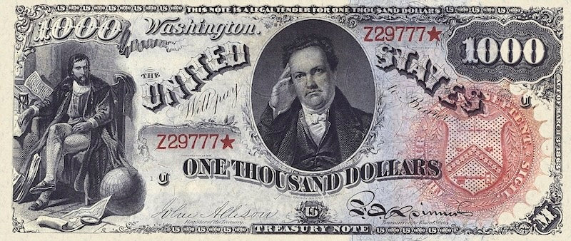 United States, Treasury Notes, 1 - 1000 Dollars, 1869, P.144 - P.152, Complete Set, REPLICA My Store