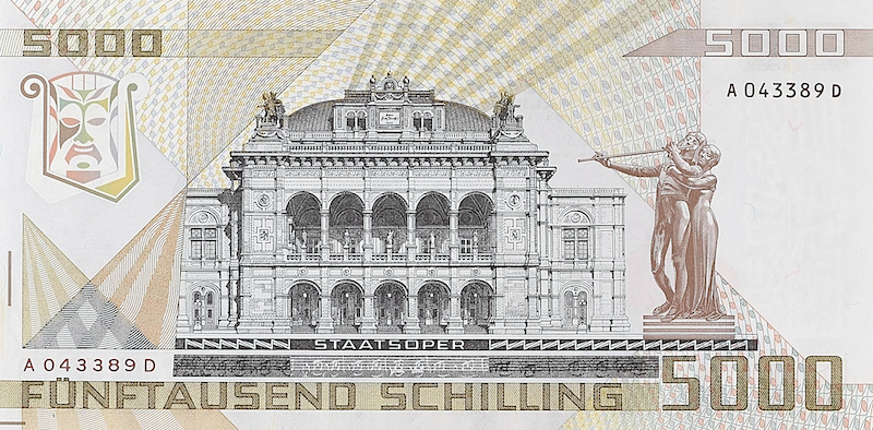 Replica of Austrian 5000 Schilling P.153 collectible note