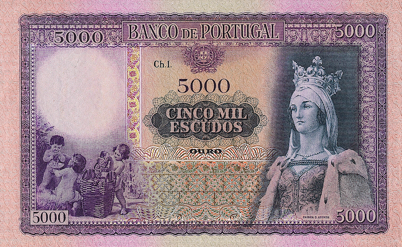 Portugal 1941 5000 Escudos Banco de Portugal replica banknote front