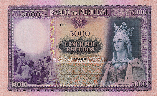 Portugal 1941 5000 Escudos Banco de Portugal replica banknote front