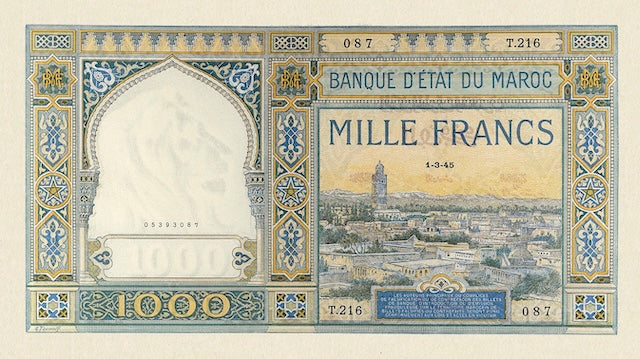 Morocco, Banque D'Etat Du Maroc, 5 - 1000 Francs, 1919 - 1950, P.9 - P.16, Complete Set REPLICA My Store