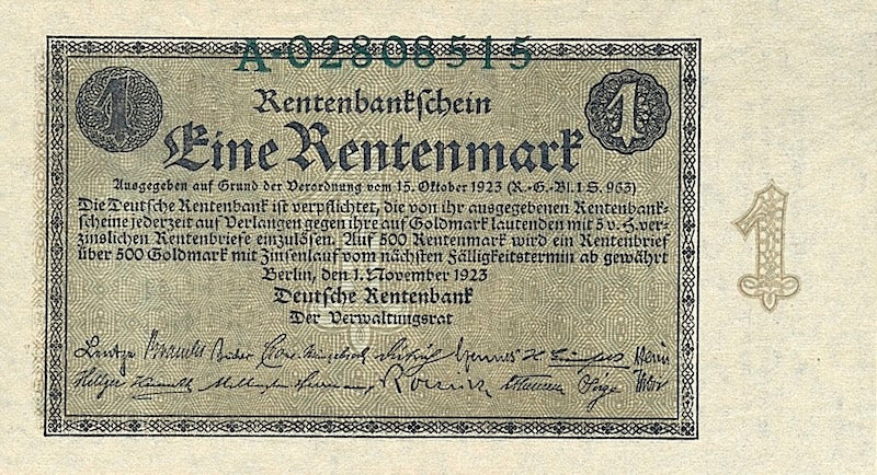 Germany, Rentenbankschein 1 - 1000 Rentenmark, 1923, P.161 - P.168, Complete Set REPLICA My Store