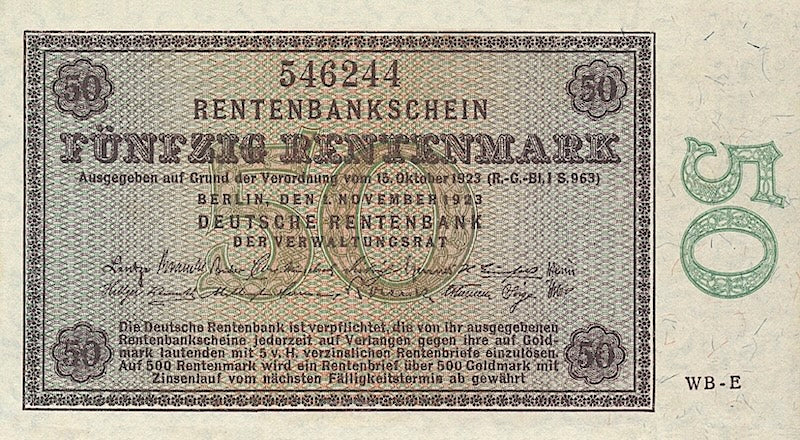 “Vintage German Rentenmark reproduction set P.161–P.168”