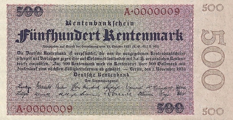 “Vintage German Rentenmark reproduction set P.161–P.168”