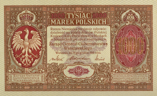 Poland, Polska Krajowa Kasa Pożyczkowa, 1000 Marek Polskich, 1919, P.16 REPLICA My Store