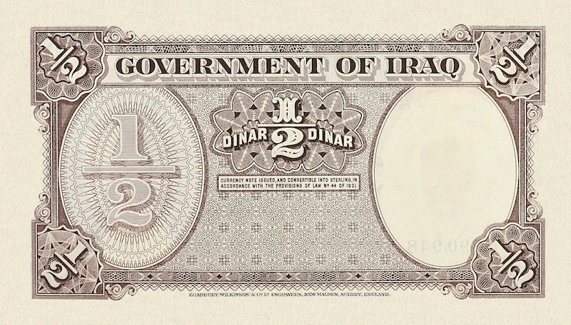 Iraq, Hashemite Kingdom, Faisal II, 1/4 - 100 Dinars, 1942, P.16 - P.21, Complete Set REPLICA My Store