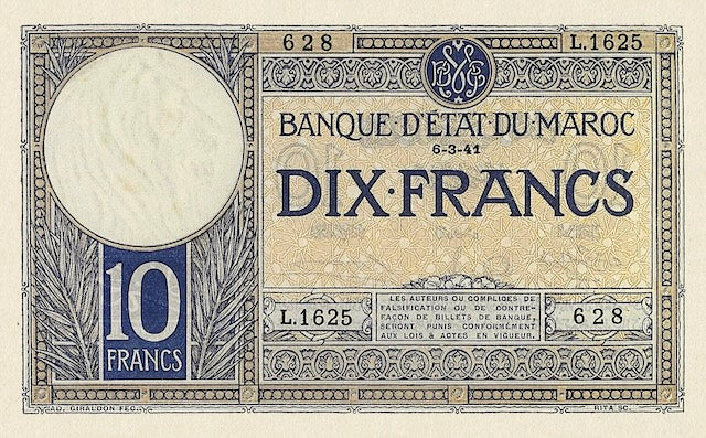 Morocco, Banque D'Etat Du Maroc, 10 - 5000 Francs, 1928 - 1947, P.17 - P.23, Complete Set REPLICA My Store