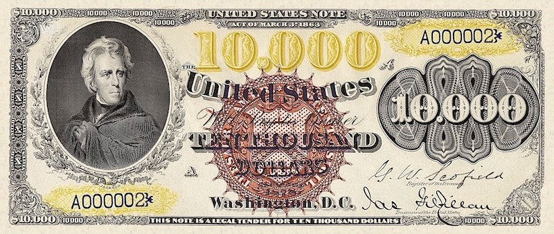 United States, Treasury Notes, 2 - 10,000 Dollars, 1878, P.165 - P.175, Complete Set REPLICA My Store