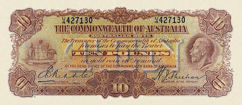 Australia, Commonwealth Bank,  1/2 Sovereign, 1 - 10 Pounds, 1925 - 1933, P.15 - P.18, Complete Set REPLICA My Store
