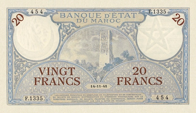 Morocco, Banque D'Etat Du Maroc, 10 - 5000 Francs, 1928 - 1947, P.17 - P.23, Complete Set REPLICA My Store