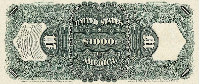 U.S. 1880 500 Dollar replica banknote front and back design