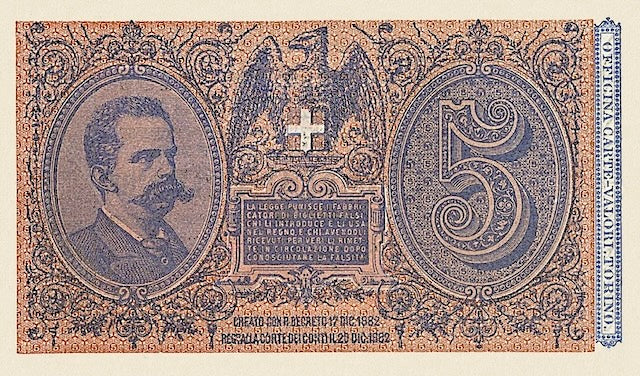 Italy, Biglietto Di Stato, 5, 10 & 25 Lire, 1882 - 1923, P.18 - P.24, Complete Set REPLICA My Store