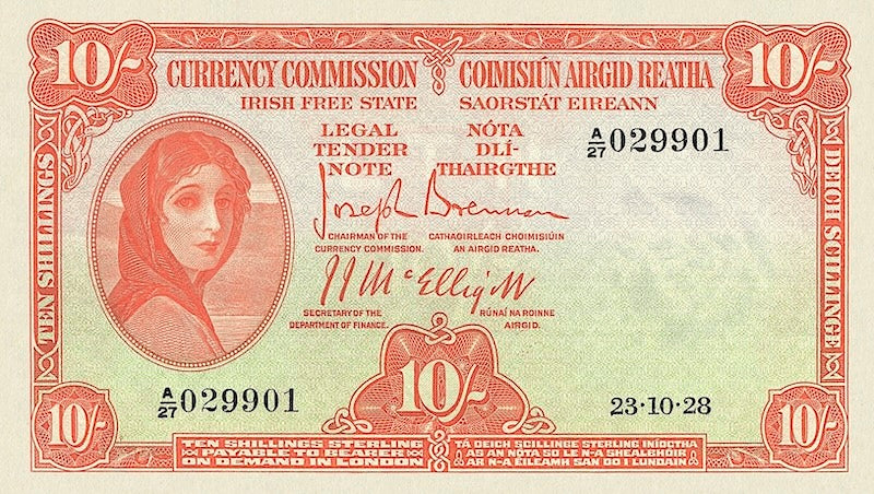 Ireland, Saorstát Éireann, Lady Lavery, 10 Shillings, 1 - 100 Pounds, 1928, Complete Set, P.1A - P.7 REPLICA My Store